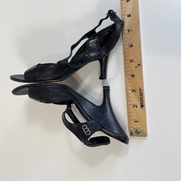 Via Spiga Womens Leather T-Strap Slingback Pump Black 5 M Stiletto Heels Buckle - Picture 6 of 7